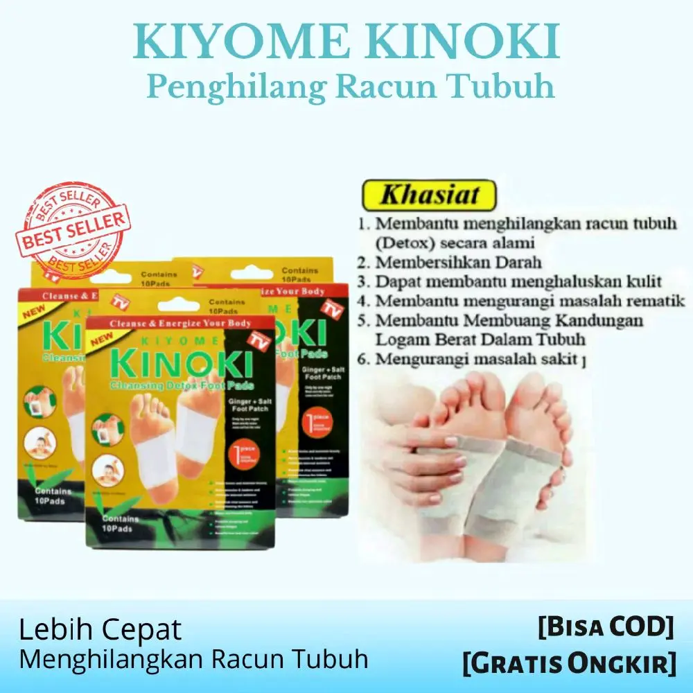 READY KINOKI DETOX KAKI KIYOME KINOKI DETOX PADS ISI 10 PASANG PENGHILANG RACUN TUBUH Hand Foot