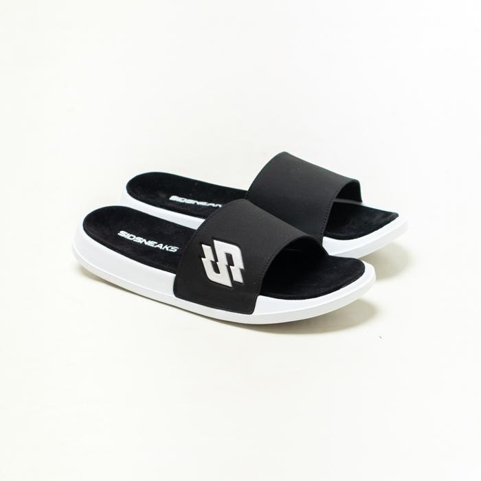 SIDSNEAKS - Sandal Slide Pria - Sidslide Logan Suede - Black White 3