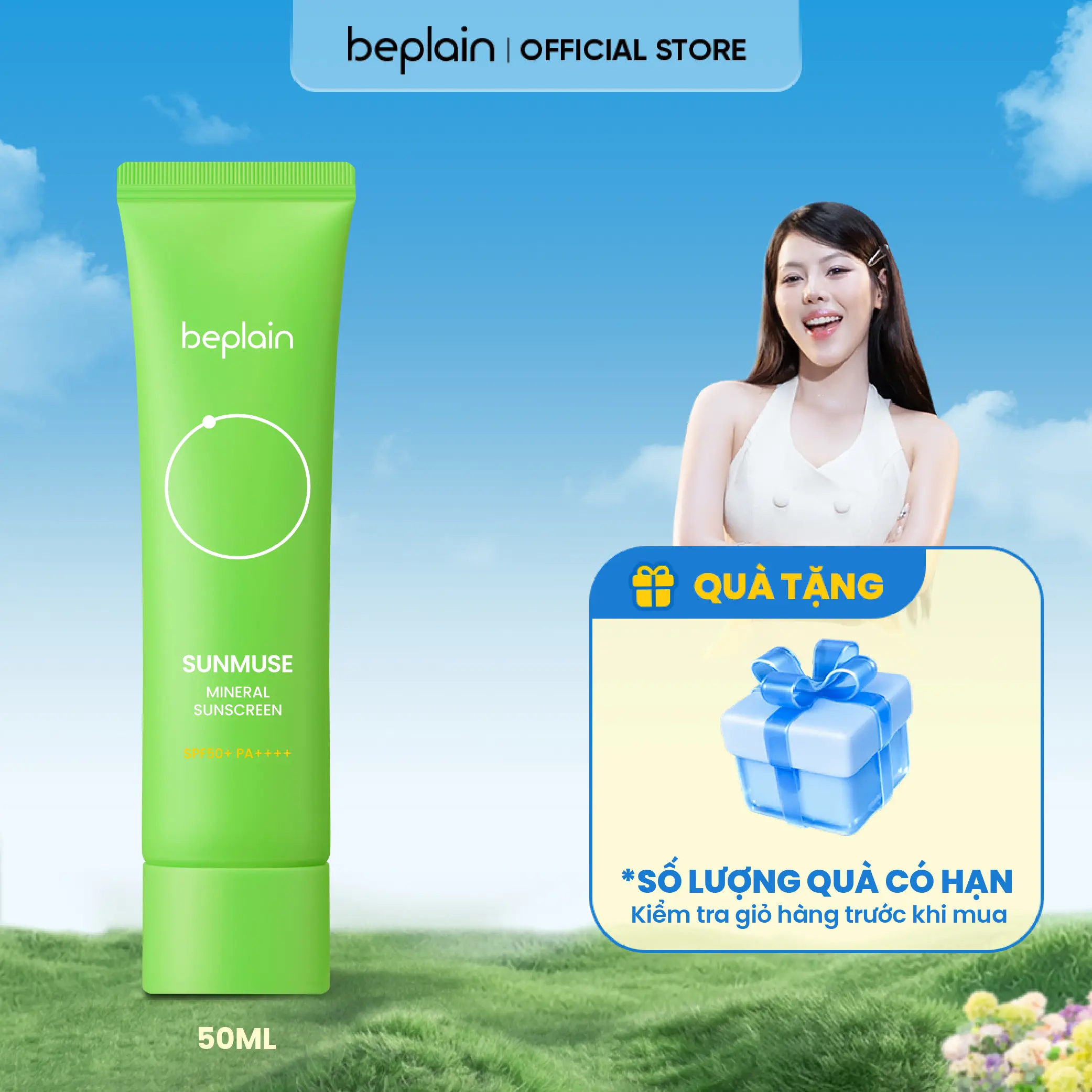 Kem Chống Nắng Beplain Sunmuse Mineral Sunscreen SPF50+ PA++++ 50ml