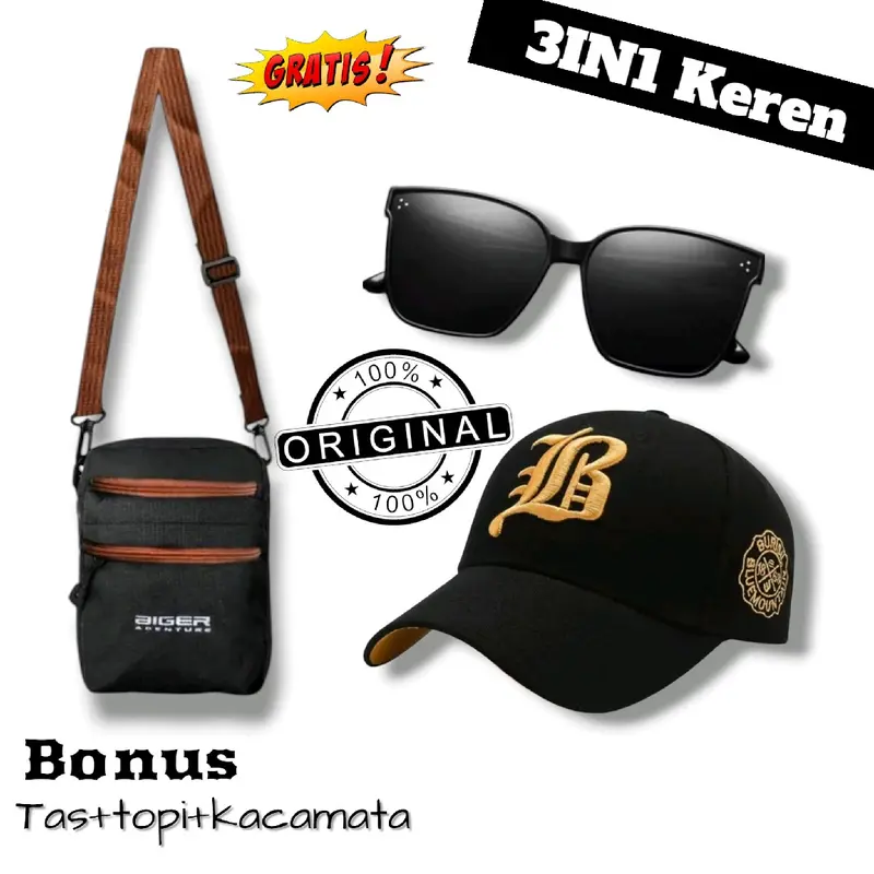 PROMO 3IN1 beli 1 dapat 3 produk tas selempang pria gratis 2 produk lainya Slingbag Cowo 4