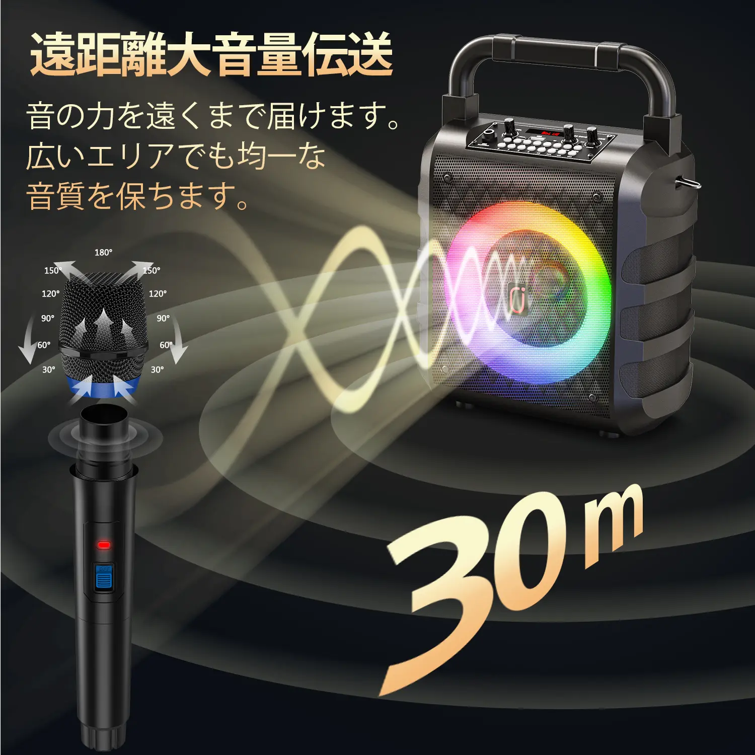 スピーカーセット カラオケ 家庭用 拡声器 カラオケマイク 2本