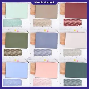 (FREE COVER KEYBOARD) Casing Laptop 13 inch support Mac Case Pastel Matte Candy Color For NEW NEO AIR PRO M1 M2 M3 M4 M5 11 12 13 Premium Soft Feel Casing Pelindung Mac Retina Air13Navy Pink Grey Hardcase Computer Plastik