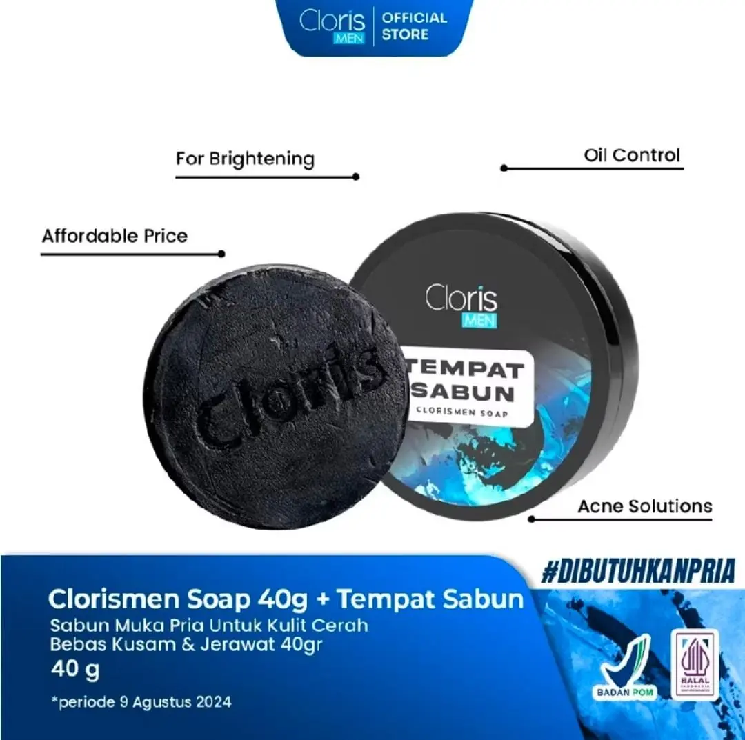 Clorismen Cloris Soap For Men 40 gram (Free tempat sabun)