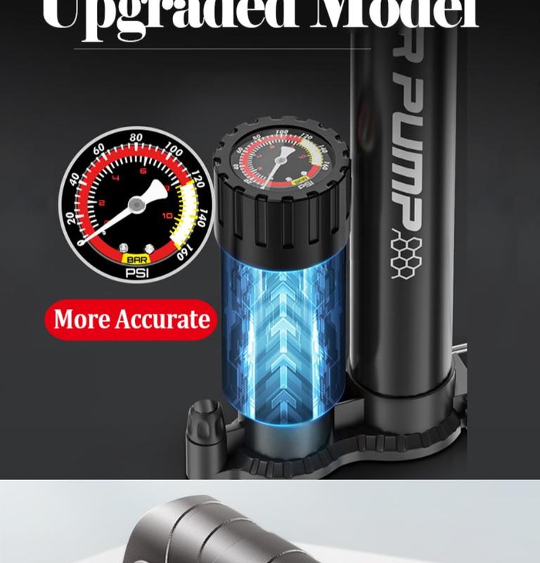 Product Introduction of SG Fast DeliveryBicycle Floor Air Pump With 160PSI Gauge  High Pressure  Cycling Bike Air Pump Inflator Road Bike Cycling Air Pump Tire Ball Inflator Alloy 11