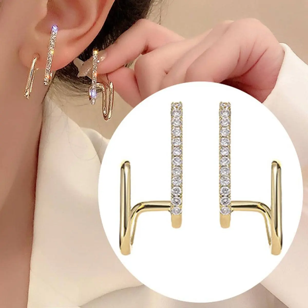 Bông Tai Đinh tán Đồ Họa Họa Tiết Tối Giản, Đồng Mạ Vàng 18K, Dành Cho Phụ Nữ, Đồ Trang Trí Hàng Ngày, Nữ, Phong Cách Thường Ngày, Lớp Phủ Kim Loại, 1 Đôi
