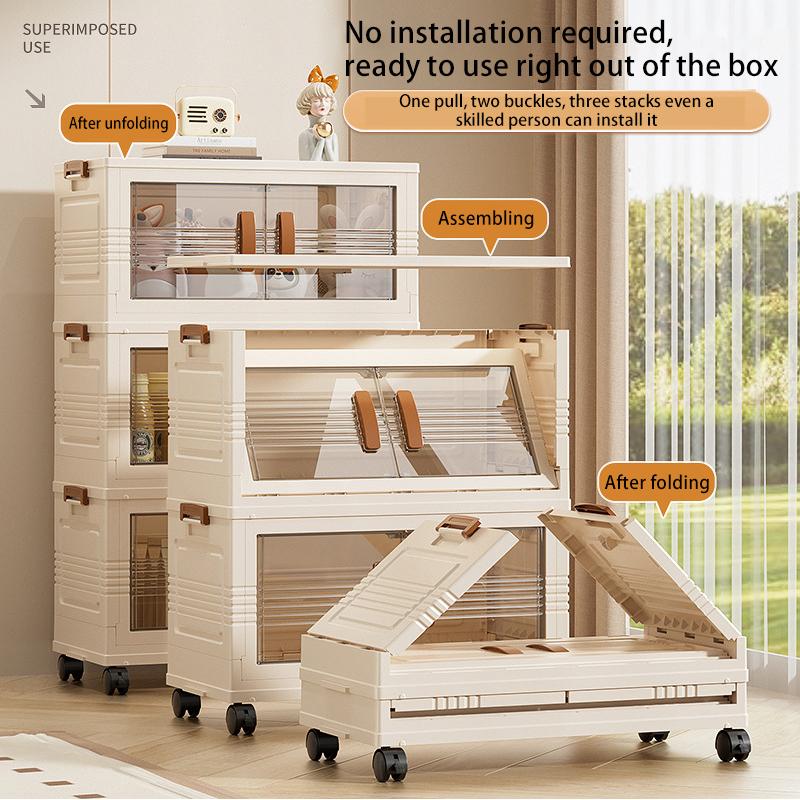3-5 floors Folding Storage Box Cupboards Cabinets Transparent Double Door home storage 1
