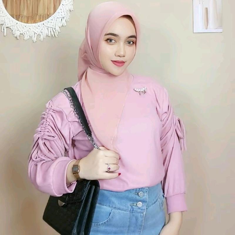BLOUSE WANITA knit serut silvya lembut knitwear Cantik 1