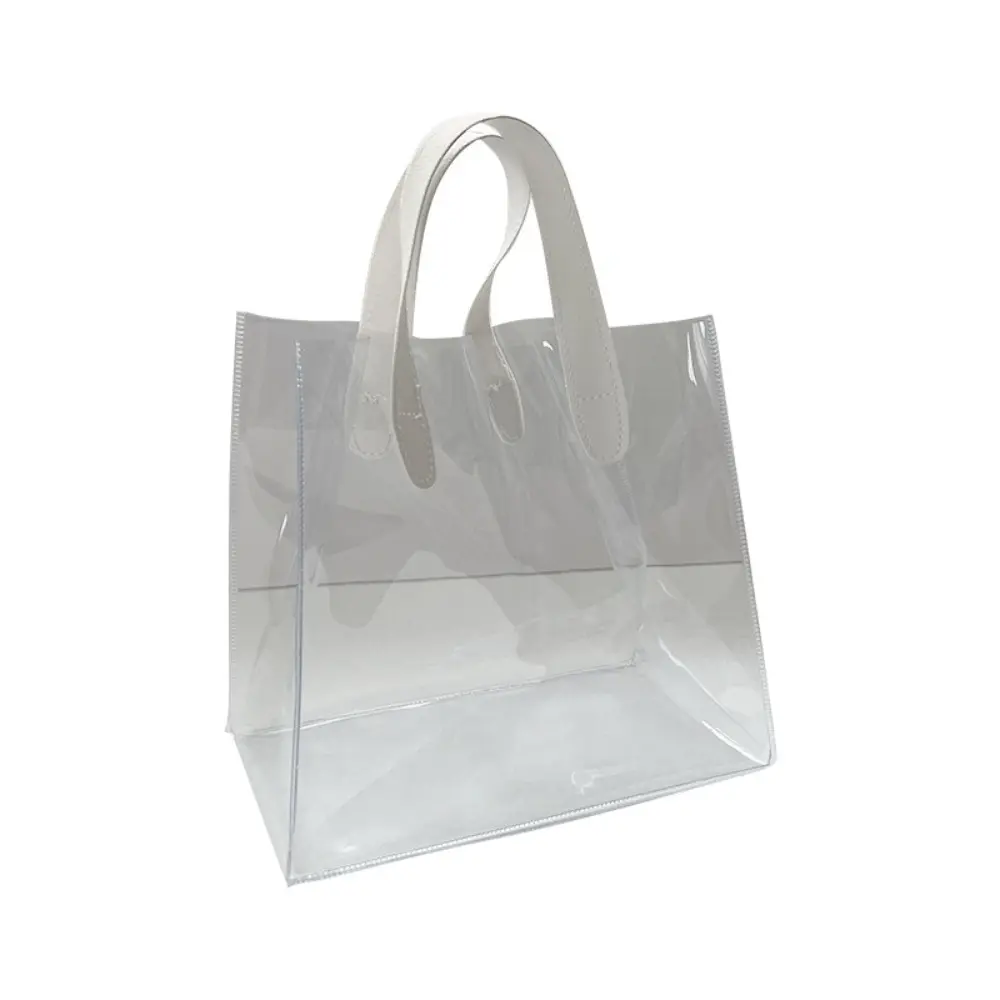 Túi tote trong suốt PVC, chất lượng cao, tay cầm trong suốt, không thấm nước, túi lưu trữ, túi quà tặng bằng tay