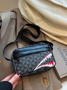 Bolsa de hombro unisex de cuero PU cuadrada estampada, bolsa cruzada, elegante y duradera, perfecta para uso diario, accesorio de moda