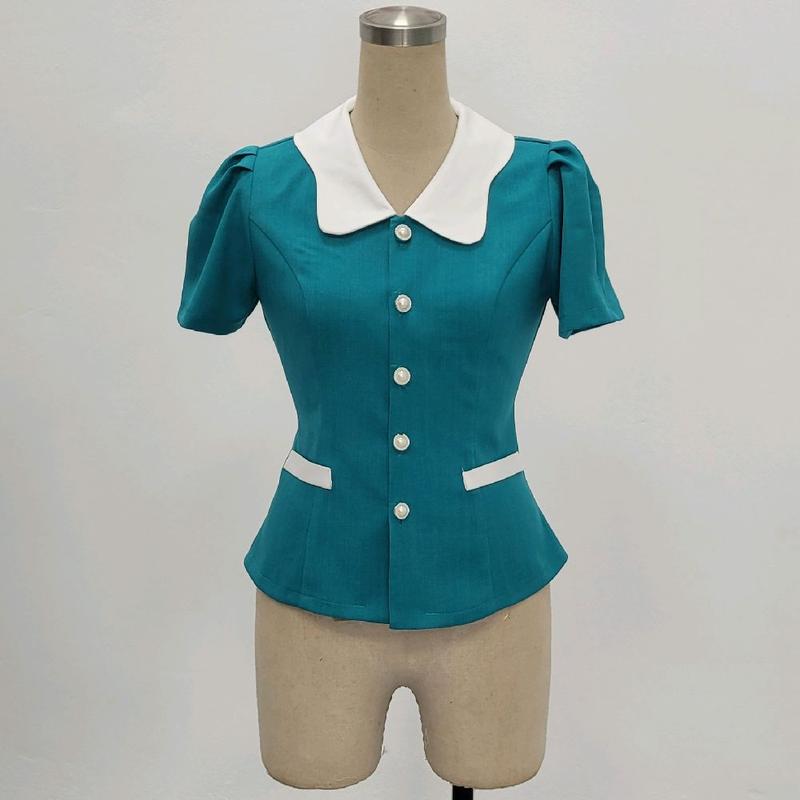 V42 Áo thiết kế nhà may Hậu Yến chất xước thái có độ co giãn nhẹ thấm hút mồ hôi hạn chế nhăn nhàu