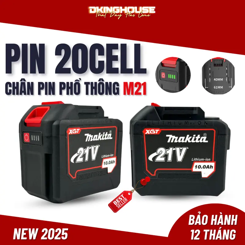Pin Phổ Thông 20cell Makita 21V- Chân Pin Phổ Thông M21 Chất Lượng Cao - BẢO HÀNH 12 THÁNG 0