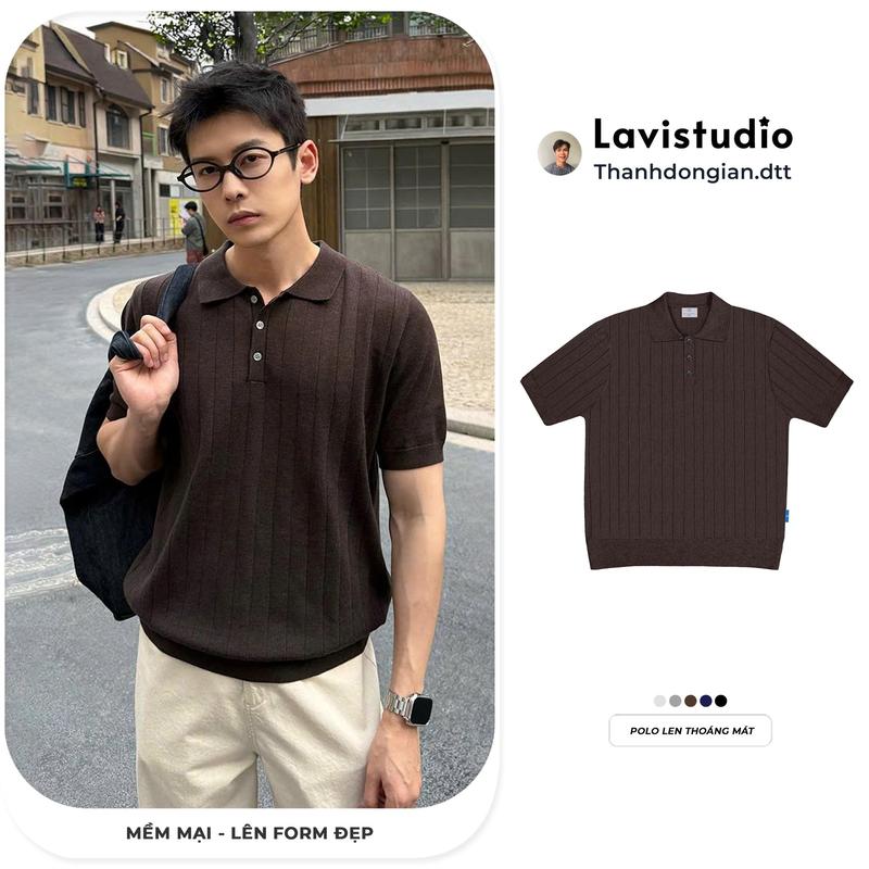 Áo Polo LEN THỎ Local Brand Lavi Studio/ STRIPES Nam Nữ Unisex