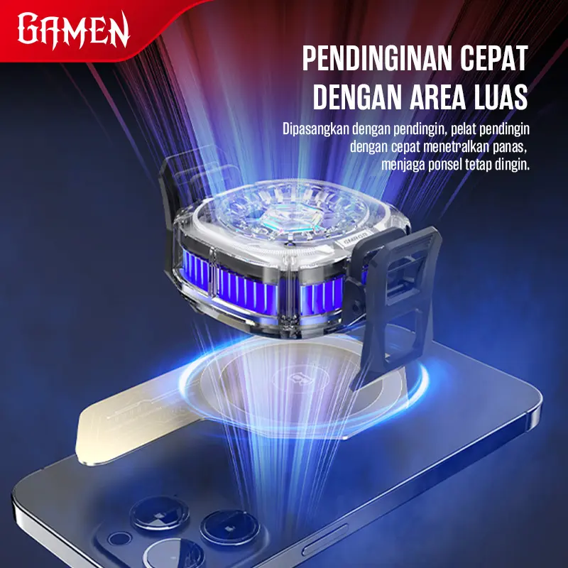 [Ekslusif Ischaindyofc] GAMEN GMR08 Fan Cooler Transparant RGB,Pendingin Handphone/Tablet/Ipad,2 In 1 Clip Dan Magnetic - Garansi 1 Tahun (BISA COD) 2