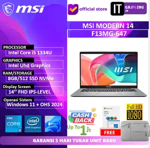 MSI MODERN 14 I5 1334U 8GB 512GB W11 14.0FHD BLIT 2Y SLV -F13MG-647