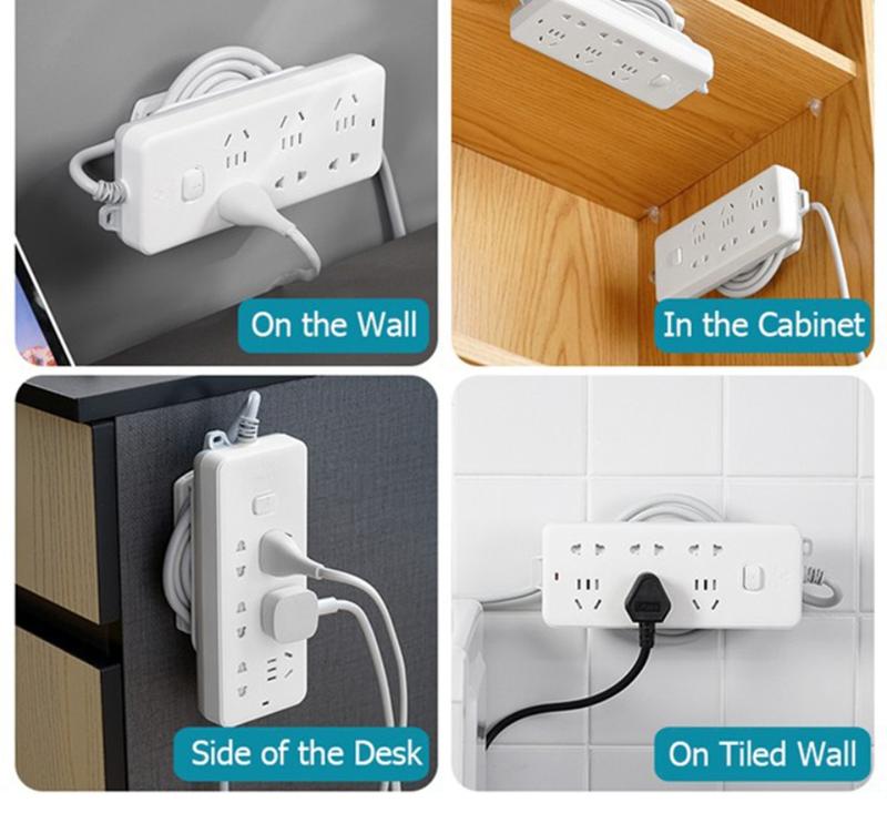 Product Introduction of Self Adhesive Power Strip Holder Fixator Socket Mount Extension Socket Fixer Cable Management Wire Organizer Wall Mount Cable Plug Socket 2