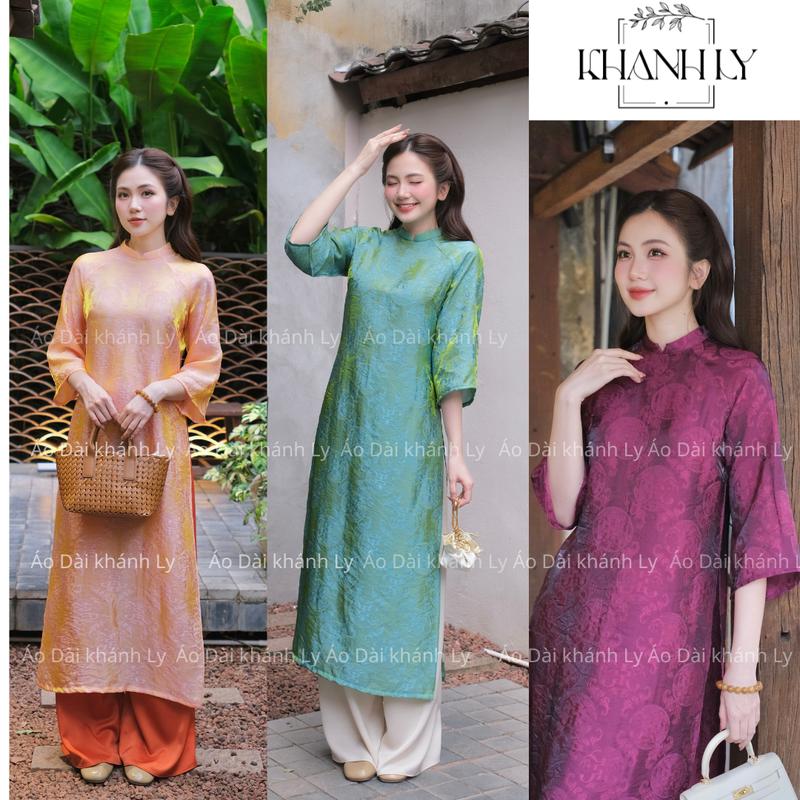 TẾT 2026 Áo Dài Gấm Lụa Tơ Ánh Kim Thọ Dơi Dáng Xuông Tay Loe vải mềm mại thướt tha đủ 6 màu sắc hot trend mặc Tết 2026 đi chơi đi tiệc đi du xuân đều hợp by áo dài Khánh Ly