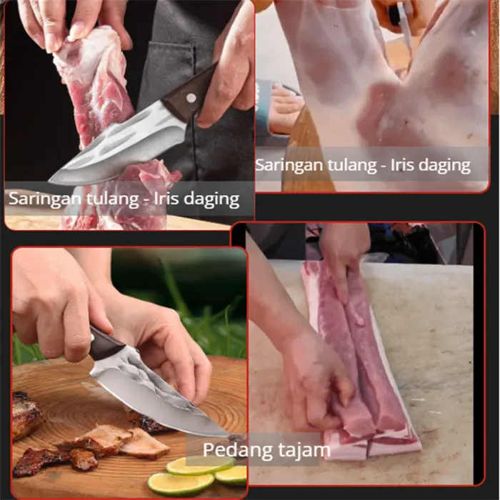 3-LAYER ANTI-RUST KNIFE/Mongolian Kitchen Knife 3 Layer Original/Japanese Knife/3 LAPISAN ANTI KARAT PISAU/Pisau Dapur Mongolia 3 Lapisan Asli/Pisau Jepang/Pisau Baja Serbaguna Jepang/Pisau Boning Profesional 6