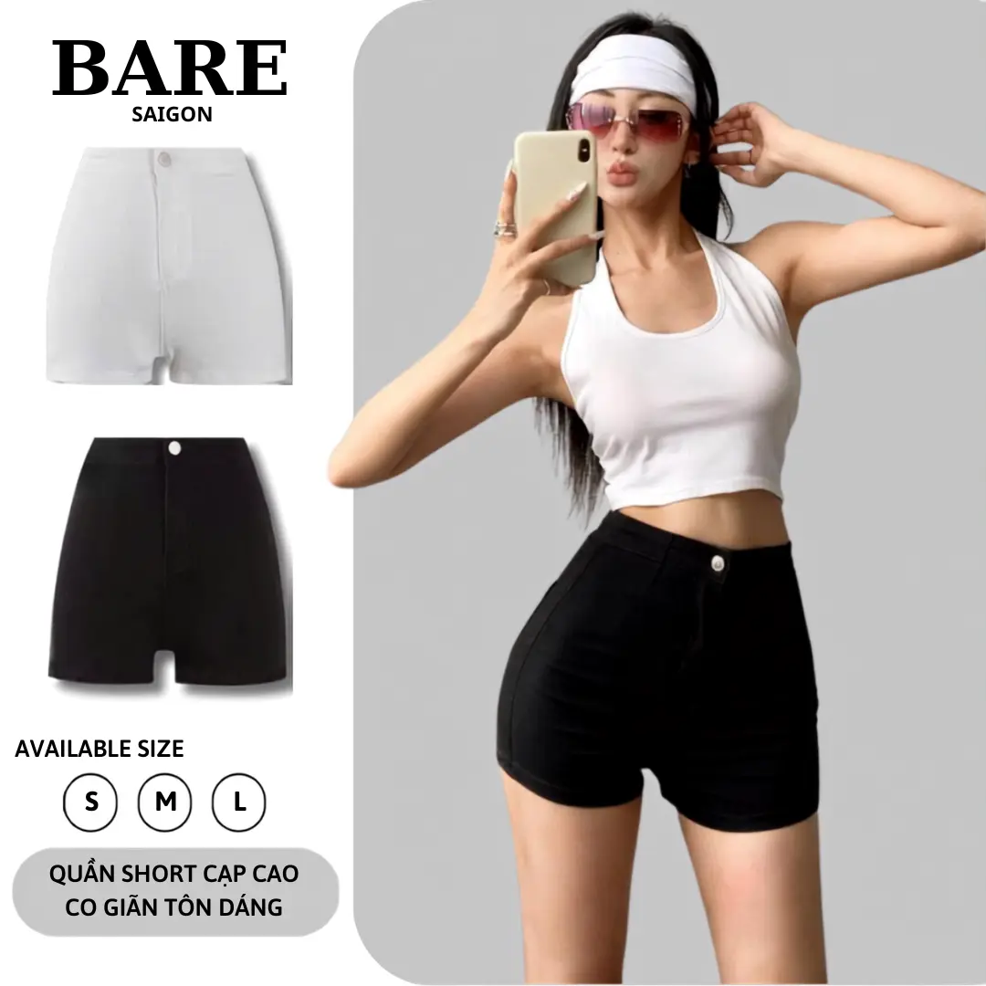 Quần đùi nữ lưng cao vải kaki co dãn nhẹ hack dáng phong cách basic dễ phối đồ - Q01 Pants Trắng Women Jean