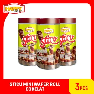 Happy Time Sticu Mini Wafer Roll Chocolate 1 Pack isi 3 Toples