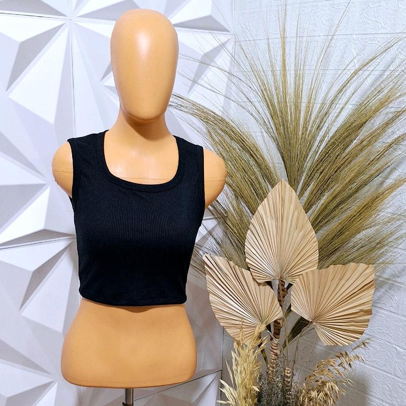 [tanktop 1 an U neck knit] NATA tanktop U knit basic Atasan Wanita Crop Rib 3