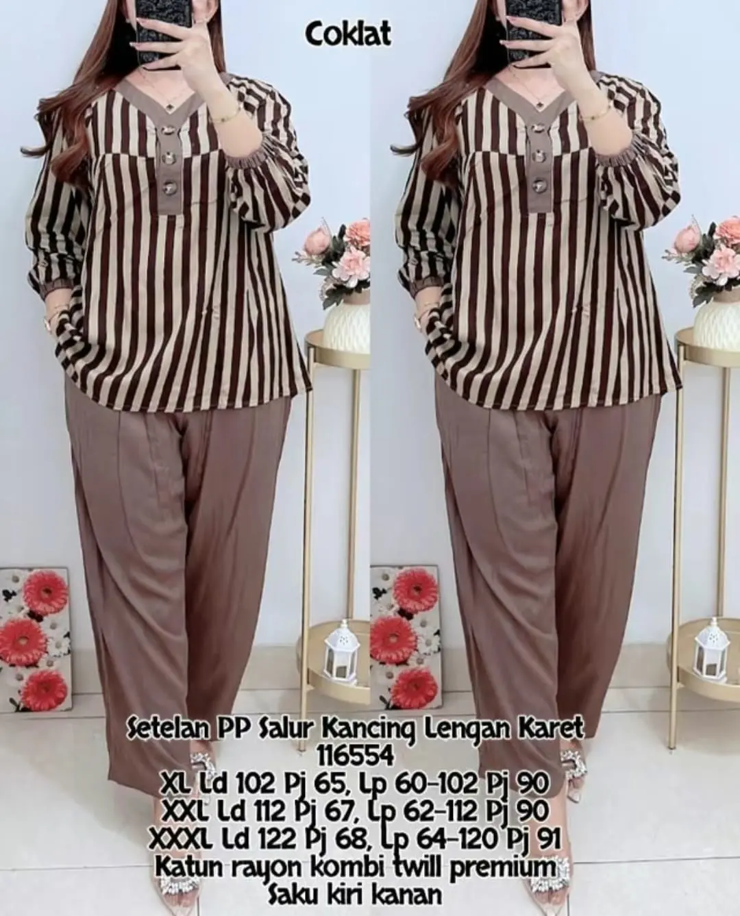 TURUN HARGA!!!SETELAN WANITA MOTIF SALUR TERBARU BAHAM ADEM HALUS JUMBO