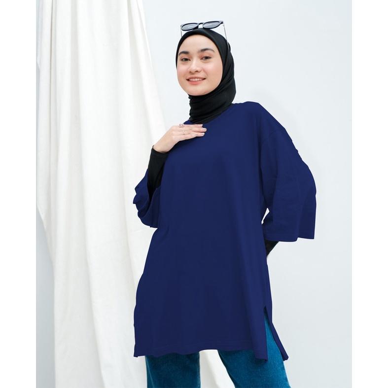 Kaos Oversize Top Hijab Wanita Basic Babyterry Polos / Oversize Slit Blouse 6