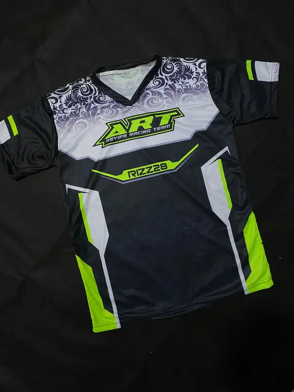 BAJU JERSEY RACING custom full printing bisa request desain nama nomor dan sponsor kaos racing tim 0