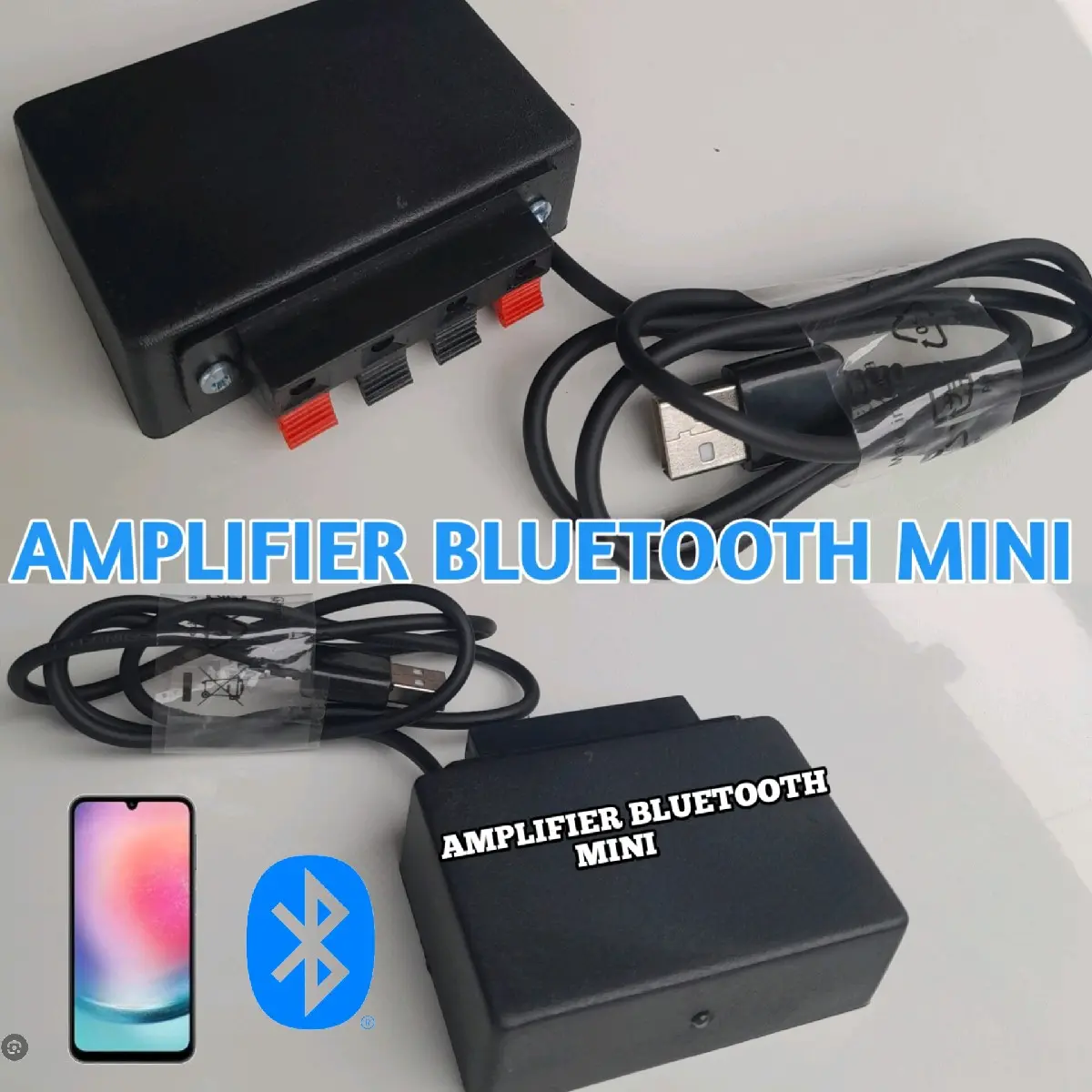 AMPLIFIER BLUETOOTH MINI LANGSUNG SAMBUNG KE SPEAKER - PSU 5VOLT CHARGER HP