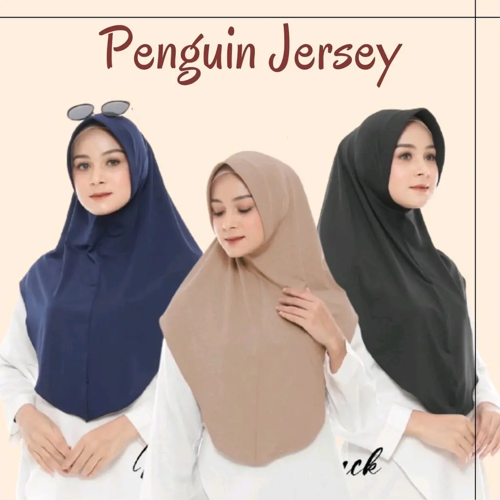 Jilbah Bergo Hamidah Size L / Jilbab Sport / Hijab Instan Jersey Pinguin Santai Bisnis Sore Hari Kerudung Muslim Busa Panjang Tebal Mini Variasi