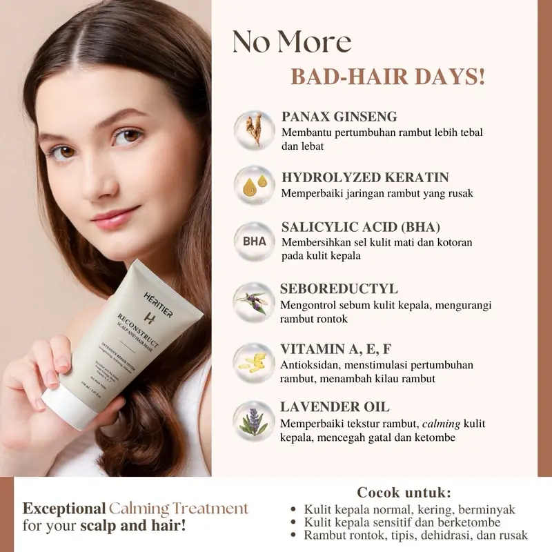 [2 IN 1 BUNDLE SET] Heritier Heat Protectant Spray + Reconstruct Scalp and Hair Mask 6