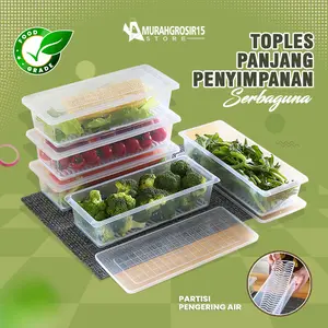 Toples Serbaguna Wadah Penyimpanan Spaghetti Mie Ikan Snack Makanan Transparan Bahan PP Kulkas - 25x12x6 cm