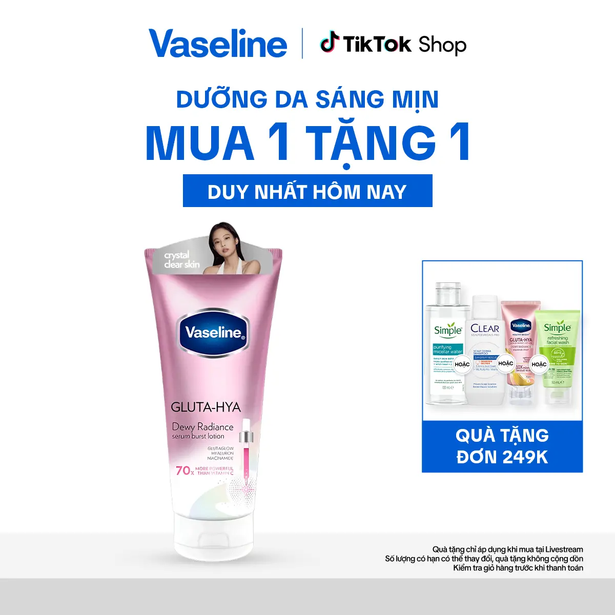 [1] Serum Vaseline Gluta-Hya Dưỡng Da Sáng Mịn Sau 5 Ngày 300ML (bao bì tùy lô nhập hàng)