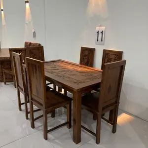 Meja makan matahari kursi 6 kayu jati