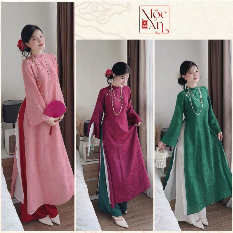 Áo Dài Gấm Dáng Suông TƯỜNG VY Áo 4 Tà Tà Trong Vải Lót Lụa Trắng. Áo Dài Tết - Hot 2026