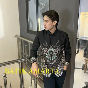 Kemeja Baju Batik Pria Cowok Lengan Panjang Slimfit Kasual Premium Jumbo Modern Furing Best Seller Termurah GUNADAKSA