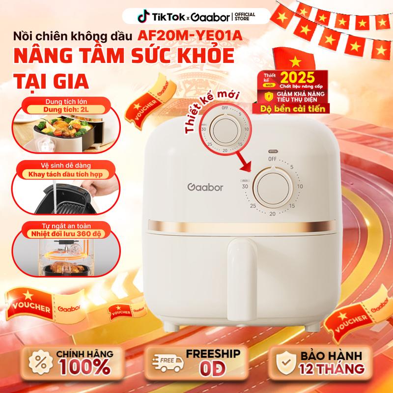 AVHome Premium | Nồi chiên không dầu Gaabor AF20M-YE01A dung tích 2 lít dùng cho 1 người công suất 900W nóng nhanh nhỏ gọn xịn xò nồi chiên Nấu ăn cooker noi chien gaabor nướng lò nướng air fryer