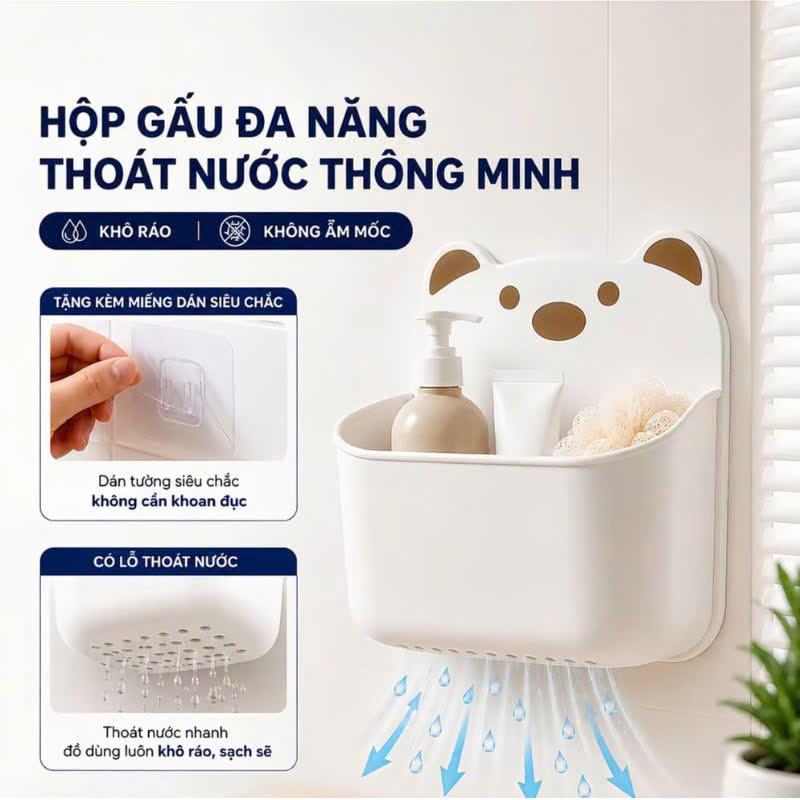 Hộp Đựng Đồ Đa Năng Hình Gấu, Hộp Đựng Đồ Nhà Bếp Treo Tường, Hộp Đựng Đồ Nhà…