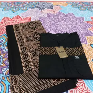 Setelan SARKO Sarung Dan Koko Lengan Panjang Motif Kobata Qinang Sarung Motif Sarang Tawon