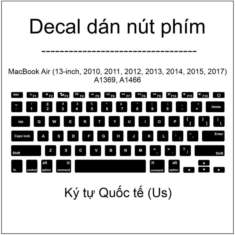 Decal dán nút phím cho MacBook Air A1369, A1466