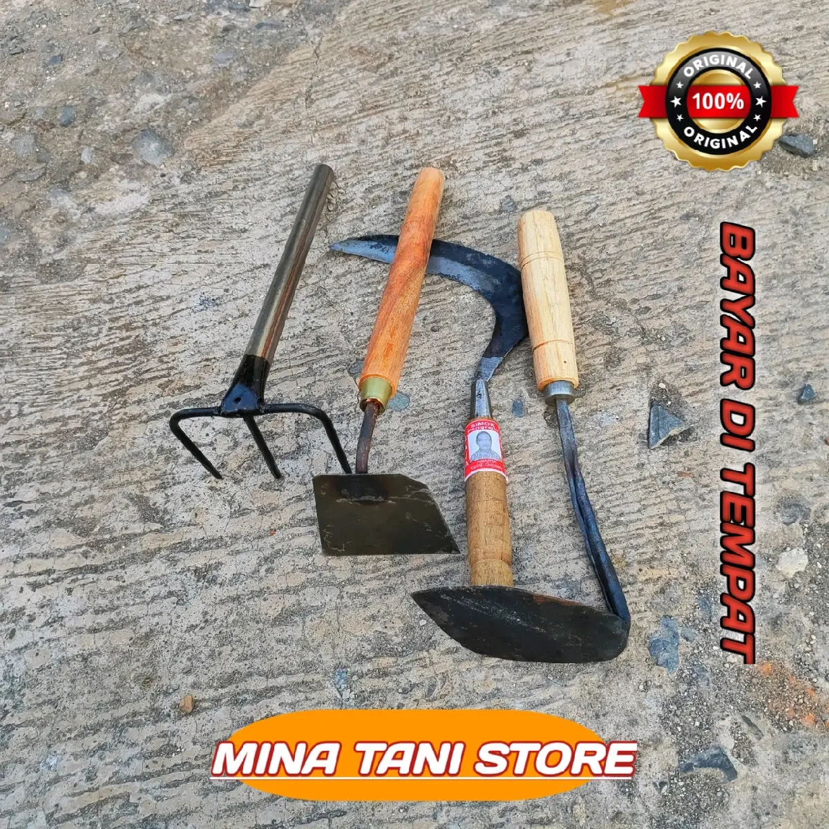 paket kebun 4 pcs - Cangkul mini - garuk sampah - Gatul rumput - Alat kebersihan kebun lengkap