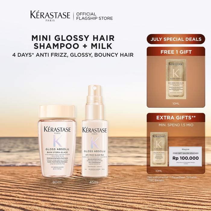 Gambar Kerastase Mini Glossy Hair Shampoo + Milk - Bain Hydra Glaze Shampoo 80ml & Kerastase Gloss Absolu Anti Frizz Glaze Milk 45ml - untuk Rambut Glossy dan Bouncy dari Kerastase ID Kota Tangerang Tokopedia