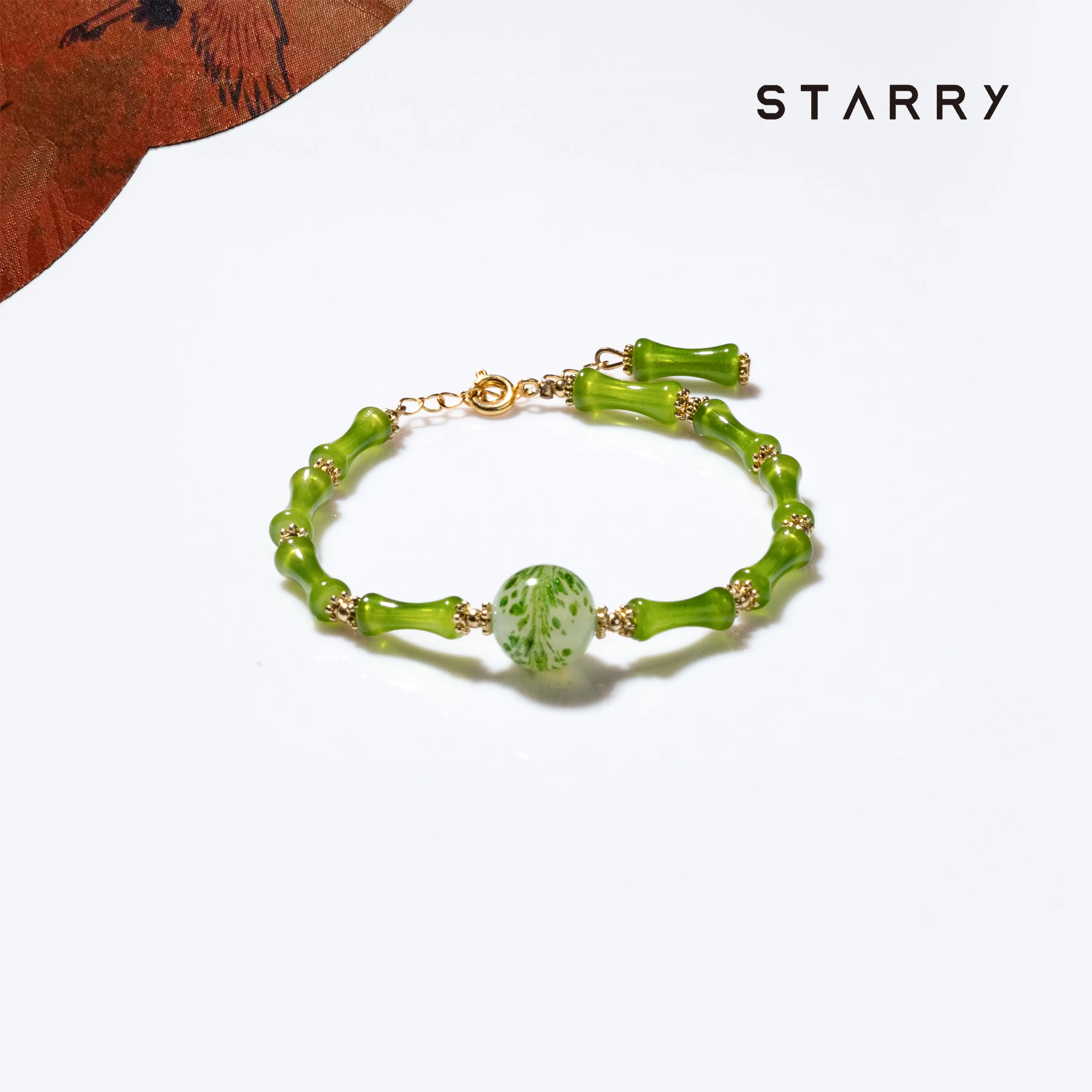 Chalcedony Green Bamboo Rhythm Women's Bracelet — Traditional Craftsmanship • Original DIY Design