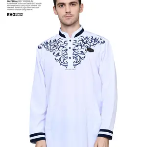 RAFVERO Jubah Hitam Pria Muslim Al Fattah - Gamis Pria Dewasa Bahan Katun Kombinasi Bordir Lengan Panjang Putih Size M L XL Original Rafvero Bahan BSY Premium
