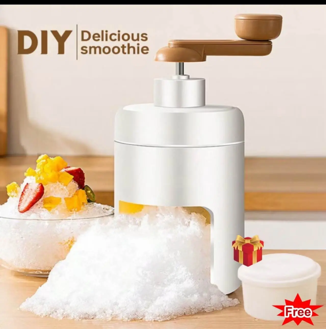 Mini Ice Crusher Hand Crank Portable Household Ice Maker Manual Ice ...