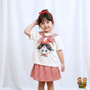 SIKECIL PUNYA GAYA CHIARA Set Rok Anak Perempuan Usia 1-6 Tahun Bahan Combed 30s Motif Kotak-Kotak Ceria Warna Kuning Merah Ungu Hijau Fashion
