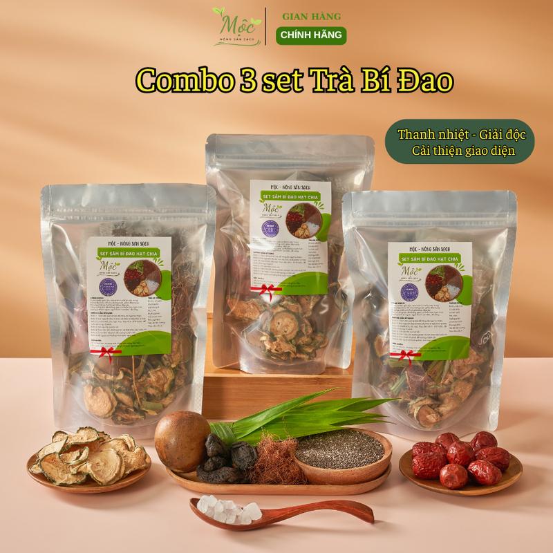 Combo 3 và 5 Set Sâm Bí Đao Hạt Chia 1 Set nấu 4-6 lít Thanh Nhiệt Mát gan - Mộc - Nông Sản Sạch