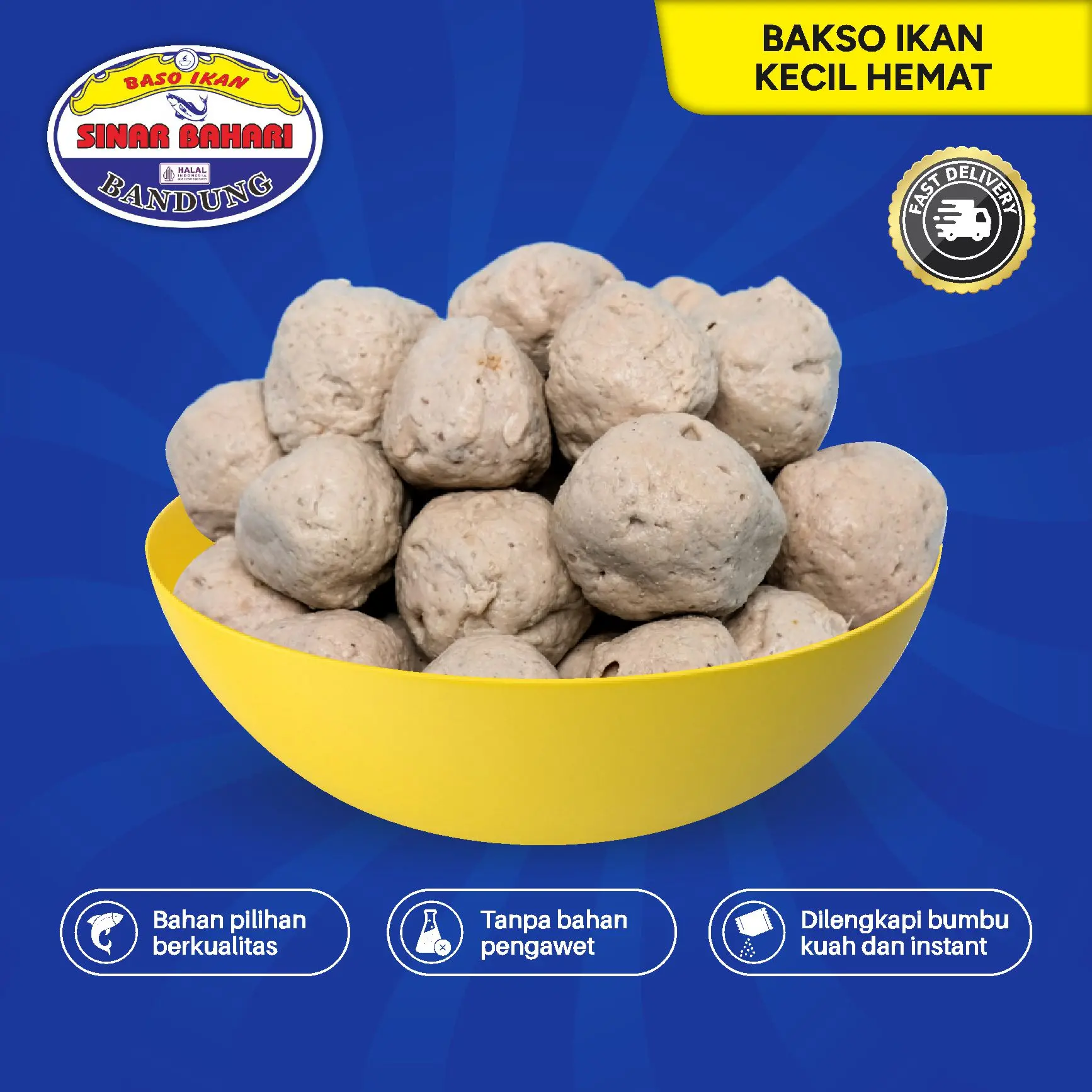Baso Ikan Sinar Bahari Paket Gocap Kecil isi 90 Pcs Bakso Kuah Instan