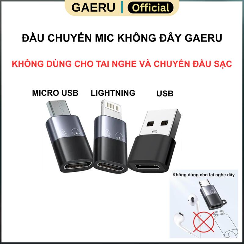 Đầu Chuyển Đổi Cho Mic Không Dây GAERU Từ Type C sang lightning USB Micro USB Linh Hoạt An Toàn Tiện Lợi