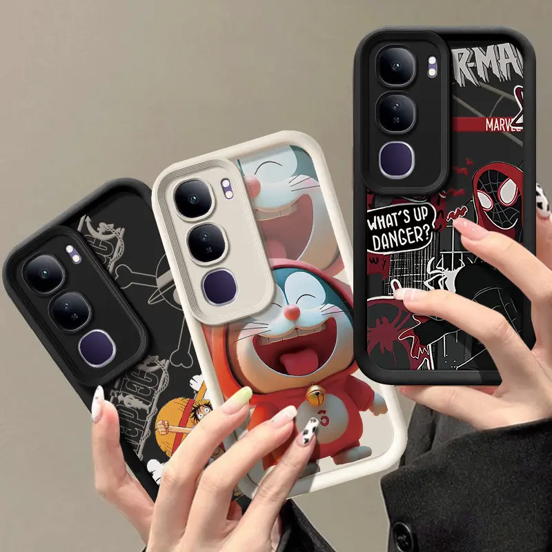 Cartoon Case One Piece Luffy, Violent Bear, Coulomi , Laughing Doraemon, Football Pachia Dog, Handsome Spiderman For Vivo Y19s 4G Shockproof Silicone Cover