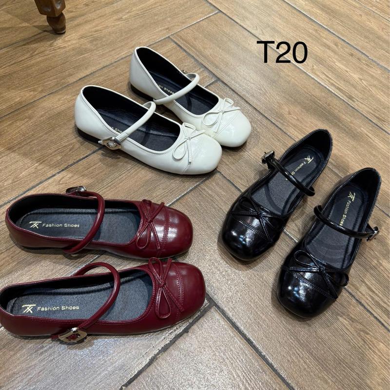 Giày Bệt Búp Bê Nơ Tiểu Thư Đính Khuy Cài Đế Dẻo Da Mềm Siêu Nhẹ 4 Màu Hottrend 2025 T20